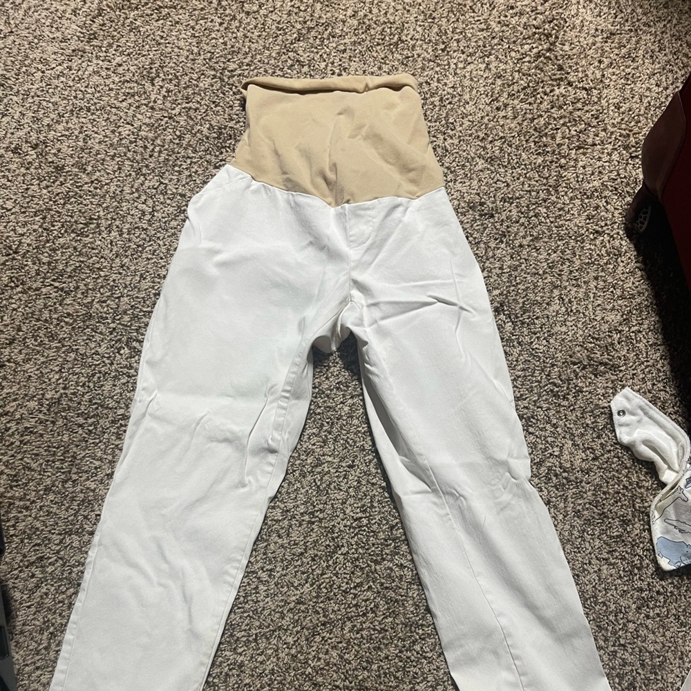 Maternity Skinny White Ankle Pants